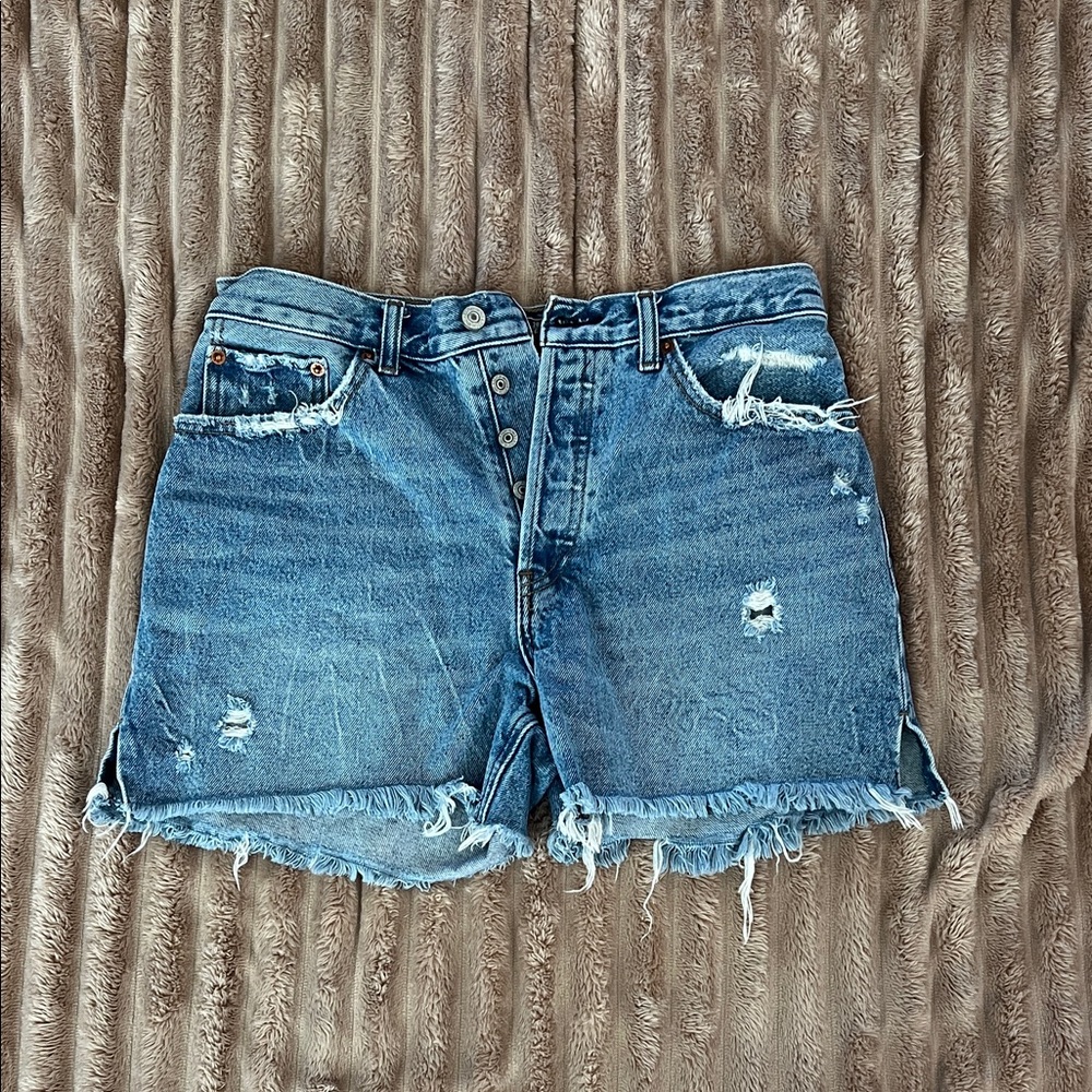 Abercrombie & Fitch Blue Distressed Jean Shorts